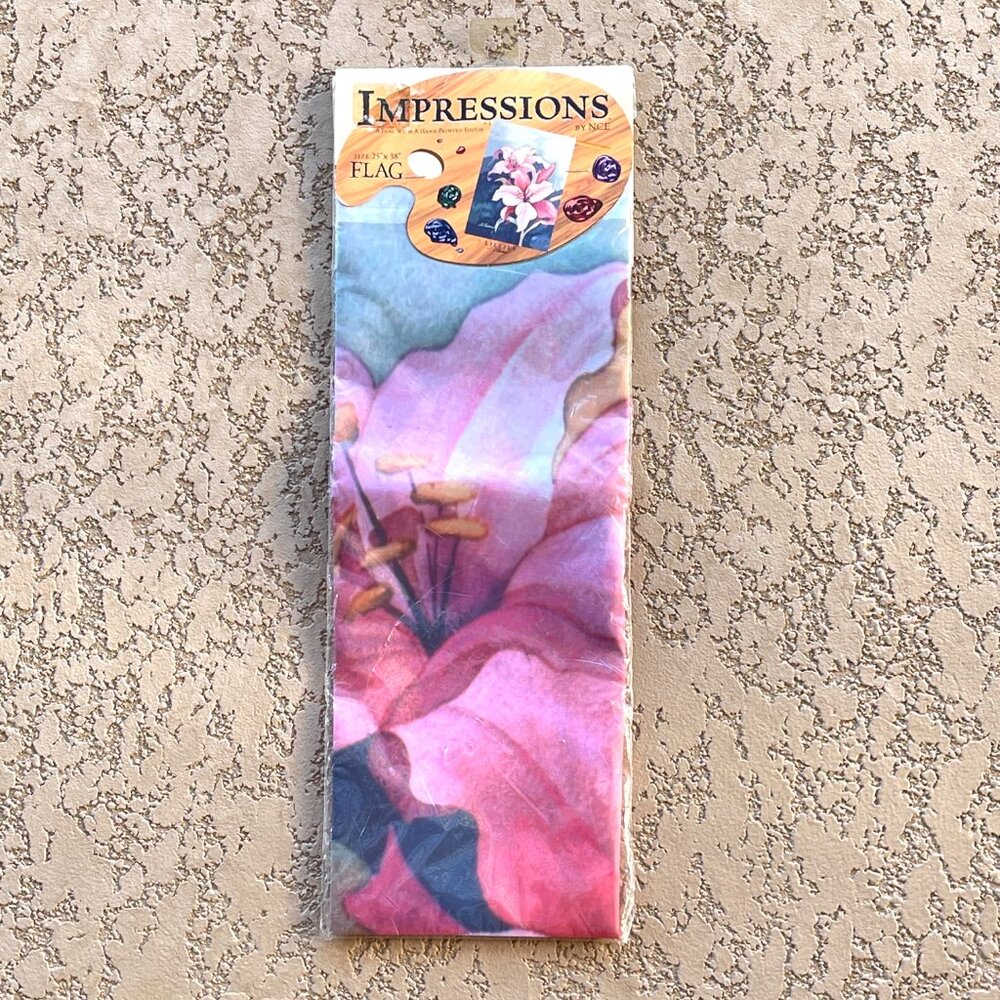 New Impressions Large Yard Garden Flag Lillies Pink Flowers NWT